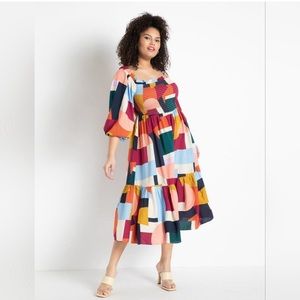 Eloquii smocked bodice midi dress